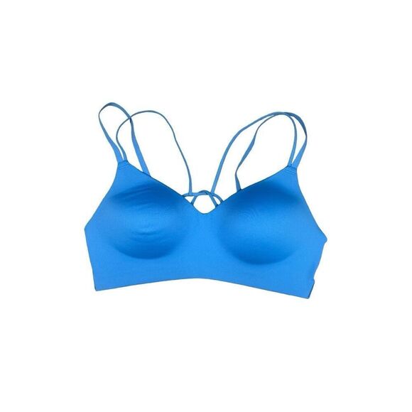 Gymshark Strappy Back Light Support Sports Bra Lats Blue Strappy Foam Cups Gym M - Picture 3 of 8